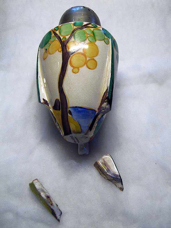 Clarice Cliff Secrets Sugar Sifter Restoration - Before