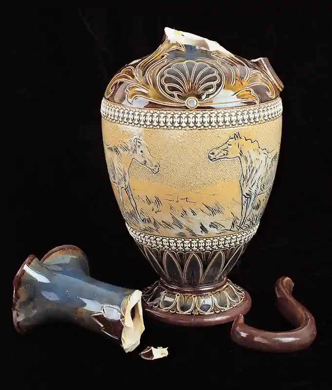 Royal Doulton Hannah Barlow Jug Restoration - Before Royal Doulton Hannah Barlow Jug Restoration - Before